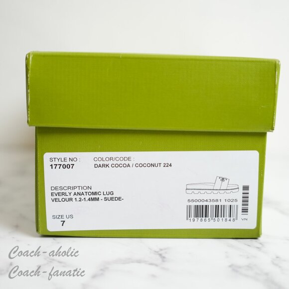 NIB Tory Burch Everly Anatomic Lug suede Slide Sandal in Dark Cocoa /Coconut - Picture 8 of 8